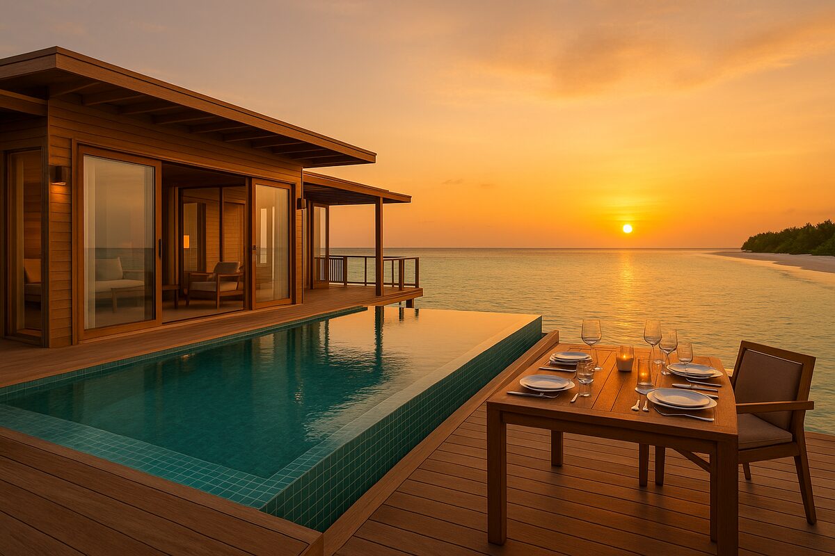 Ultra-Luxus All-Inclusive: Exklusive Overwater-Villa auf den Malediven mit Infinity-Pool und privatem Dinner bei Sonnenuntergang